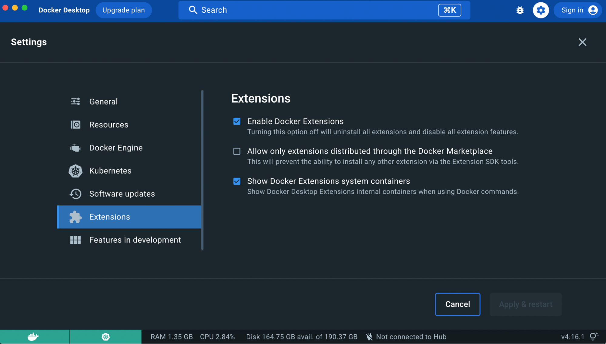 Enable docker extensions under settings on docker desktop.