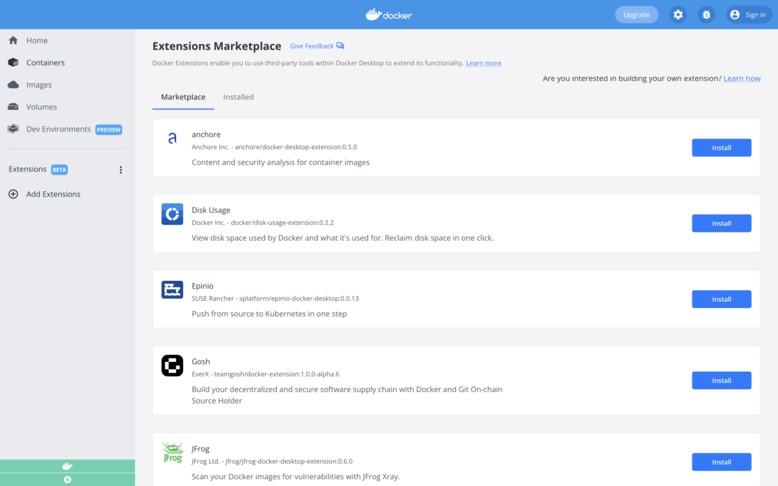 Docker extensions marketplace launch